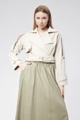 VıoShıne Kadın Soft Kumaş Kruveza Kemerli Crop Ceket - 5
