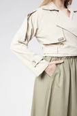 VıoShıne Kadın Soft Kumaş Kruveza Kemerli Crop Ceket - 7