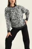 VıoShıne Kadın Leopar Desenli Sakallı Triko Kazak - 5