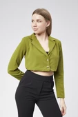 VıoShıne Kadın Scuba Kumaş Crop Ceket - 6