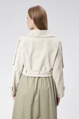 VıoShıne Kadın Soft Kumaş Kruveza Kemerli Crop Ceket - 12