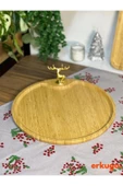 Büyük Boy Bambu Dekoratif Sunum Tabağı, Servis Tabağı, Çerezlik, Kulplu Tabak (30 X 30 cm) - 1