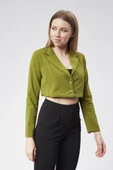 VıoShıne Kadın Scuba Kumaş Crop Ceket - 11