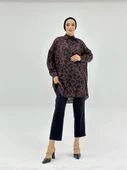 VıoShıne Kadın Leopar Desenli Oversize Saten Gömlek - 7