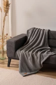 Rivaİstanbul Wellsoft Tek Kişilik Kareli Battaniye - Peluş Tv Battaniyesi 100x170 cm Gri - 1