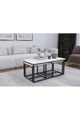 AYMOBSAN Luxor Orta Sehpa , Zigon Sehpa , Metal Ayak Masa , 3 Lü Zigon - 1