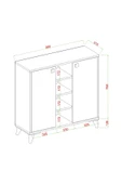 AYMOBSAN Misty 2 Kapaklı Konsol, Çok Amaçlı Dolap, 90 cm - 4