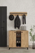 AYMOBSAN Akasya 2 Kapaklı Ayakkabılık, Vestiyer, Portmanto, Askılık, 90 cm - 2