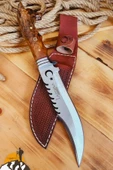 Ceviz İşlemeli Sap Outdoor Kamp Bıçağı Çakısı Kılıflı Piknik Bıçak Çakı Mutfak Bıçağı ( KMU-742 ) - 1