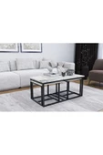 AYMOBSAN Luxor Orta Sehpa , Zigon Sehpa , Metal Ayak Masa , 3 Lü Zigon - 1