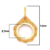 Tam Altın Çerçeveli Kolye​ Ucu Altın Kaplama İşlemeli TGR-595 thumbnail 2