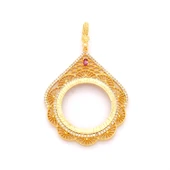 Tam Altın Çerçeveli Kolye​ Ucu Altın Kaplama İşlemeli TGR-595 thumbnail 1
