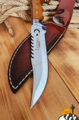Ceviz İşlemeli Sap Outdoor Kamp Bıçağı Çakısı Kılıflı Piknik Bıçak Çakı Mutfak Bıçağı ( KMU-742 ) - 4