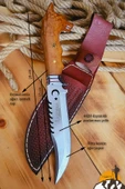 Ceviz İşlemeli Sap Outdoor Kamp Bıçağı Çakısı Kılıflı Piknik Bıçak Çakı Mutfak Bıçağı ( KMU-742 ) - 5