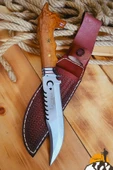 Ceviz İşlemeli Sap Outdoor Kamp Bıçağı Çakısı Kılıflı Piknik Bıçak Çakı Mutfak Bıçağı ( KMU-742 ) - 1