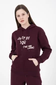 Kadın Baskılı Kapüşonlu Sweat Ekru - 10