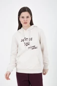 Kadın Baskılı Kapüşonlu Sweat Ekru - 3