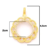 Yarım Altın Çerçeveli Kolye Ucu Altın Kaplama TGR-612 thumbnail 2