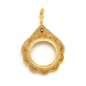 Tam Altın Çerçeveli Kolye​ Ucu Altın Kaplama İşlemeli TGR-599 thumbnail 1