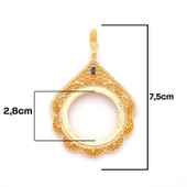 Tam Altın Çerçeveli Kolye​ Ucu Altın Kaplama İşlemeli TGR-599 thumbnail 2