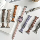 APPLE UYUMLU DERİ KAYIŞ - PEMBE-22MM - 8