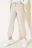 Bel İpli Paça Lastikli Jogger Pantolon Bej thumbnail 1