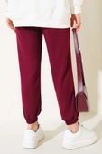 Bel İpli Paça Lastikli Jogger Pantolon Bordo thumbnail 3