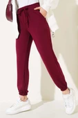 Bel İpli Paça Lastikli Jogger Pantolon Bordo - 2