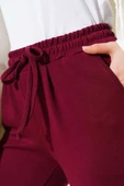 Bel İpli Paça Lastikli Jogger Pantolon Bordo thumbnail 4