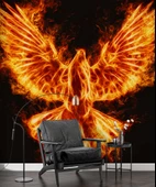 Alevli Anka Kusu Temalı Duvar Kağıdı thumbnail 6