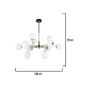 Apliqa Sofia 12'li Siyah Gold 100 Watt Yuvarlak Modern Oturma Odası, Salon Avize thumbnail 4