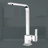 Side Kısa Kuğu Batarya Krom Lavabo Banyo Mutfak Musluğu Musluk Mermer Tezgah Üstü Çift Su Giriş Evye - 6