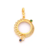 Yarım Altın Çerçeveli Kolye Ucu Altın Kaplama Yuvarlak TGR-618 thumbnail 1