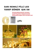 SARI IŞIKLI YANIP SÖNEN PİLLİ LED IŞIK 5M EV, BAHÇE, OFİS , ÇEŞİTLİ EŞYA SÜSLEME LED ŞERİT IŞIK - 2
