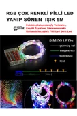 RGB  ÇOK IŞIKLI YANIP SÖNEN PİLLİ LED IŞIK 5M EV, BAHÇE, OFİS , ÇEŞİTLİ EŞYA SÜSLEME LED ŞERİT IŞIK - 2