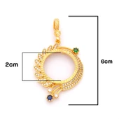 Yarım Altın Çerçeveli Kolye Ucu Altın Kaplama Yuvarlak TGR-618 thumbnail 2