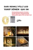 SARI IŞIKLI YANIP SÖNEN PİLLİ LED IŞIK 5M EV, BAHÇE, OFİS , ÇEŞİTLİ EŞYA SÜSLEME LED ŞERİT IŞIK - 1