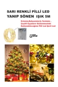 SARI IŞIKLI YANIP SÖNEN PİLLİ LED IŞIK 5M EV, BAHÇE, OFİS , ÇEŞİTLİ EŞYA SÜSLEME LED ŞERİT IŞIK - 3