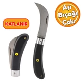 Aşı Bıçağı Bıçak Çakı Profesyonel Çelik Eğri Uçlu Bağ Ağaç Budama Plastik Saplı Aşı Çakısı 2'Lİ Set - 2