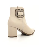 Potinonline K1754 Kadın Sivri Burun Tokalı Kalın Topuk Kısa Bot - 8