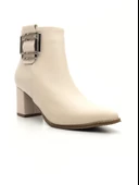 Potinonline K1754 Kadın Sivri Burun Tokalı Kalın Topuk Kısa Bot - 7