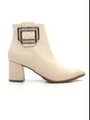 Potinonline K1754 Kadın Sivri Burun Tokalı Kalın Topuk Kısa Bot - 6