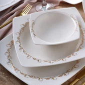 GÜRAL PORSELEN Caroline 85 Parça 12 Kişilik Kare Yemek Takımı  6599 thumbnail 2