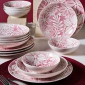 GÜRAL PORSELEN Camelia 6 Kişilik 18 Parça Yemek Takımı 41865 -Pembe - 1