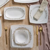 GÜRAL PORSELEN Caroline 85 Parça 12 Kişilik Kare Yemek Takımı  6599 thumbnail 4