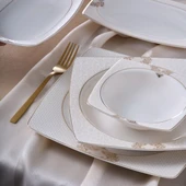 GÜRAL PORSELEN Caroline 85 Parça 12 Kişilik Kare Yemek Takımı 6600 thumbnail 2