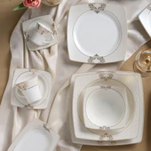 GÜRAL PORSELEN Caroline 85 Parça 12 Kişilik Kare Yemek Takımı 6600 thumbnail 3