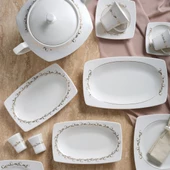 GÜRAL PORSELEN Caroline 85 Parça 12 Kişilik Kare Yemek Takımı  6599 thumbnail 3