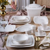 GÜRAL PORSELEN Caroline 85 Parça 12 Kişilik Kare Yemek Takımı  6599 thumbnail 1