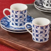 GÜRAL PORSELEN Camelia 12 Parça 6 Kişilik Bone Türk Kahvesi Fincan Takımı - 2411 - 4
